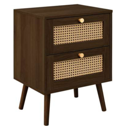 Croxley 2 Drawer Brown Rattan Bedside Table - thumbnail 2