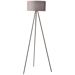 Kliving Grey Cotton Shade Black Metal Tripod Floor Lamp
