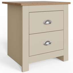 GFW Lancaster 2 Drawer Cream Bedside Table - thumbnail 2