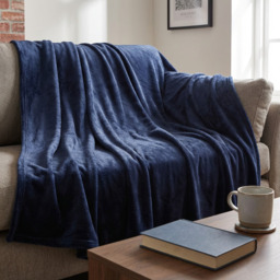 Navy Family Sized Throw - thumbnail 3