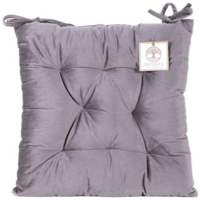 Divante Velvet Grey Seat Pad 40 x 40cm