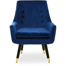 Premier Housewares Sara Midnight Blue Velvet Armchair with Black Legs - thumbnail 2