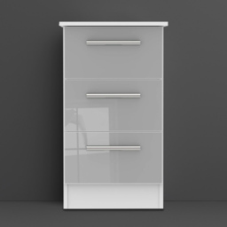 Crowndale Contrast Grey and White Matt 3 Drawer Bedside Cabinet Ready Assembled