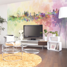 Origin Murals Watercolour London Skyline Multicolour Wall Mural