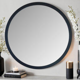 Yearn Classic Black Round Wall Mirror 90cm - thumbnail 2