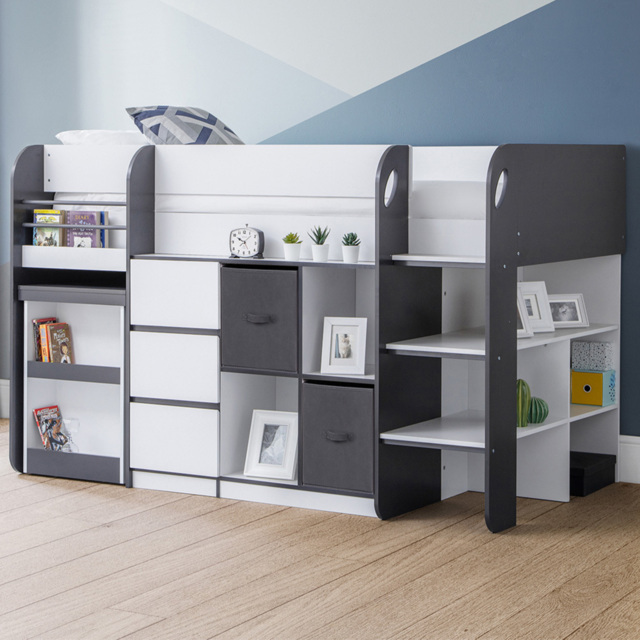 Julian Bowen Saturn Charcoal Grey and White Mid Sleeper with Storage - image 1