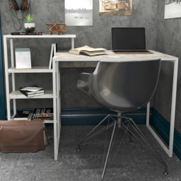 Decorotika Rino 4 Shelf White Marble Effect Writing Desk