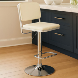 Premier Housewares Stockholm White Seat and Chrome Base Bar Stool - thumbnail 1