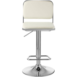 Premier Housewares Stockholm White Seat and Chrome Base Bar Stool - thumbnail 2