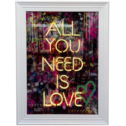 SPLASHBAX All You Need Is Love White Frame LED Wall Art 105 x 75cm - thumbnail 1