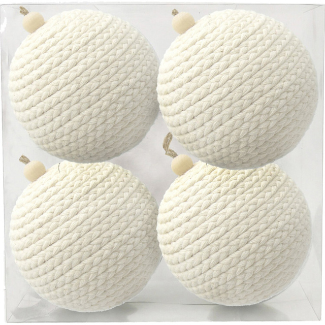 Rope White Bauble 4 Pack