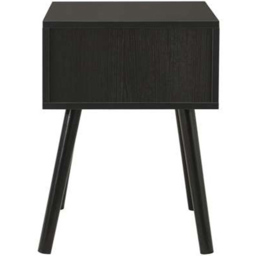 Croxley Single Drawer Black and Oak Rattan Bedside Table - thumbnail 4