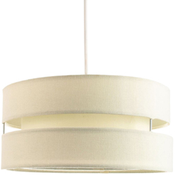 Happy Homewares Cream Linen Fabric Triple Tier Ceiling Pendant Shade