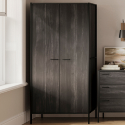 Hoxton 2 Door Black Wardrobe - thumbnail 1