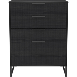 Crowndale Fluted 5 Drawer Black Ash Chest of Drawers Ready Assembled - thumbnail 2