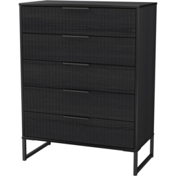 Crowndale Fluted 5 Drawer Black Ash Chest of Drawers Ready Assembled - thumbnail 4
