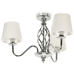 ValueLights Memphis Silver Chrome Barley Twist LED Ceiling Lamp