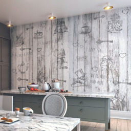 Origin Murals Alice In Wonderland English Rose Print Blue Wall Mural