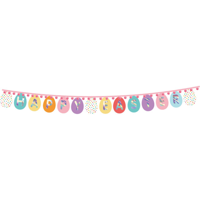 Holographic Pom Pom Easter Banner