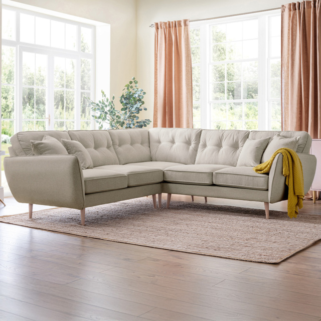 Opry Faro 4 Seater Button Back Linen Left Hand Corner Sofa - image 1