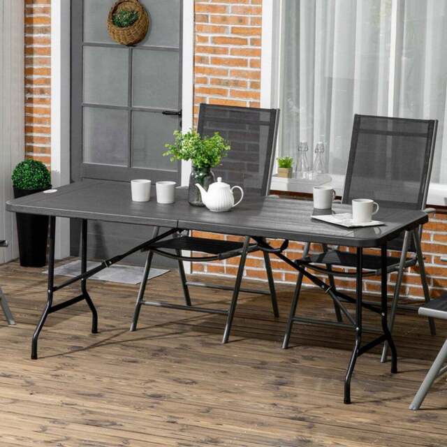 Outsunny Black 6 Seater Folding Garden Dining Table - image 1