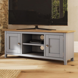 FWStyle Taberno 2 Door 2 Shelf Dove Grey and Oak TV Unit
