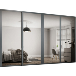 Spacepro Shaker 4 Door Graphite Frame Mirror Sliding Wardrobe Kit 3506mm - thumbnail 1
