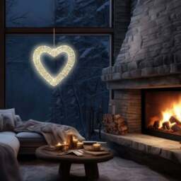 Xmas Haus Warm White LED Heart Shape Wreath 40cm - thumbnail 4