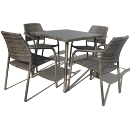 Furniture One Brown Rattan 4 Seater Stackable Garden Dining Set - thumbnail 2