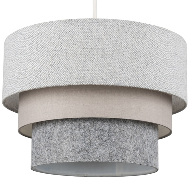 ValueLights Aztec 3-Tier Herringbone Grey Ceiling Light Shade - image 1