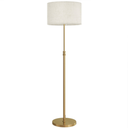 HOMCOM Height Adjustable Linen Shade Standing Floor Lamp with Remote - thumbnail 1