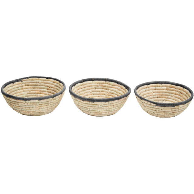Premier Housewares Black Trim Round Palm Leaf Basket 3 Pack - image 1