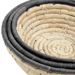 Premier Housewares Black Trim Round Palm Leaf Basket 3 Pack - thumbnail 3