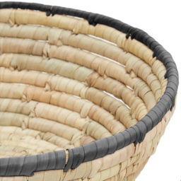 Premier Housewares Black Trim Round Palm Leaf Basket 3 Pack - thumbnail 4