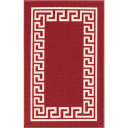 Desire Rugs Red White Anti Slip Greek Key Design Door Mat 80 x 300cm