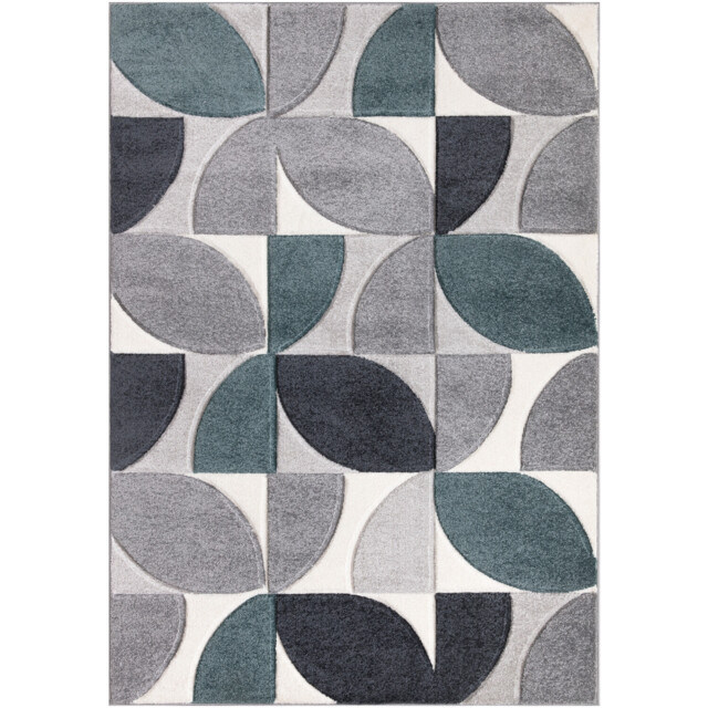 Modern Grey and Teal Geo Pattern Rug 230 x 160cm - image 1