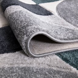 Modern Grey and Teal Geo Pattern Rug 230 x 160cm - thumbnail 3