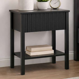 Birlea Axis Black Single Drawer Single Shelf Fluted Bedside Table - thumbnail 1