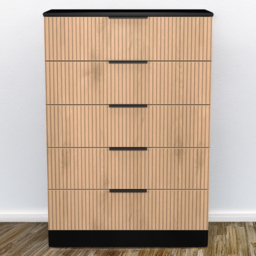 Crowndale Java Slatt Effect and Black 5 Drawer Chest - thumbnail 1