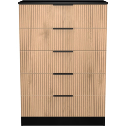 Crowndale Java Slatt Effect and Black 5 Drawer Chest - thumbnail 2