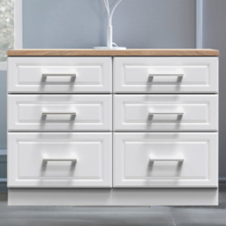Crowndale Kent 6 Drawer White Ash and Modern Oak Midi Chest of Drawers