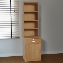 R White Cabinets Brown Single Door Single Drawer 4 Shelf Cupboard with Hutch