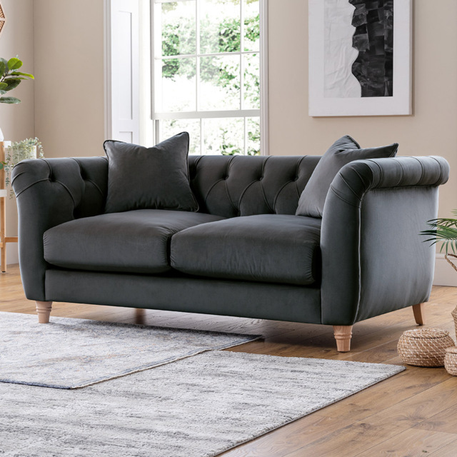 2 Seater Midnight Blue Velvet Sofa - image 1