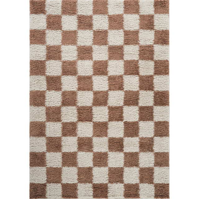 Desire Rugs Chester Shaggy Chequered Terracotta Rug 160 x 230cm - image 1