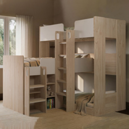 Flair Bode White and Oak Triple Sleeper L-Shaped Bunk Bed