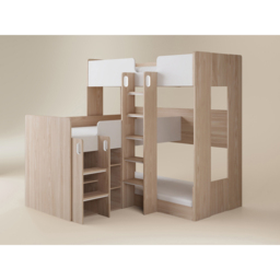 Flair Bode White and Oak Triple Sleeper L-Shaped Bunk Bed - thumbnail 2