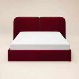 SOLACE+CO Lena Burgundy Double Velvet Ottoman Bed - thumbnail 3
