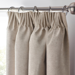 Alan Symonds Chenille Blackout Pencil Pleat Curtains Cream 168cm x 229cm - thumbnail 2