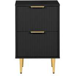 Birlea Zara 2 Drawer Black Fluted Bedside Table Set of 2 - thumbnail 3