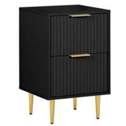 Birlea Zara 2 Drawer Black Fluted Bedside Table Set of 2 - thumbnail 2